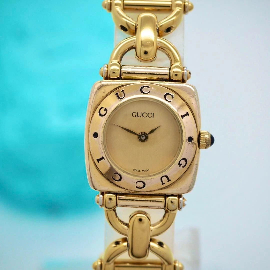 Montre femme GUCCI 6400L Horsebit cadran doré quartz occasion 
