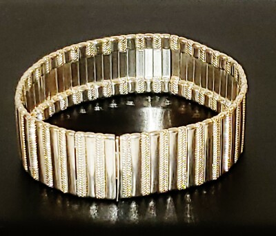 Vintage Sterling Silver Italian IBB Italy 20mm Wide Band Bracelet 7 3/8'' -  33g