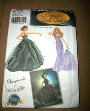 SIMPLICITY PATTERN 15 1/2" FASHION DOLL SIZE MASQUERADE CLOTHES 5709 UNCUT 2003