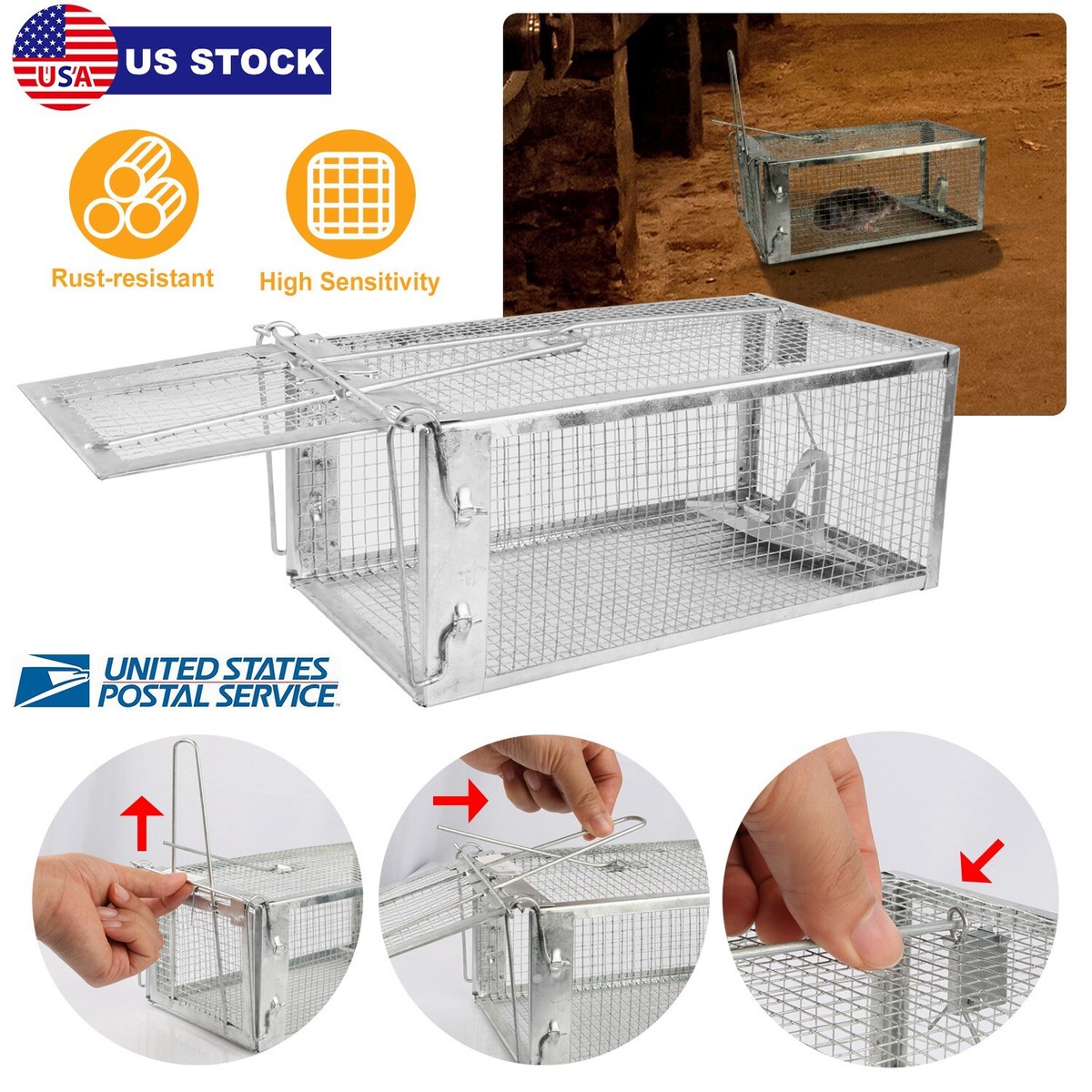 Small Rabbit Traps Rabbit Traps Humane Live Animal Trap Cage - Galvanized Wire Rat ...