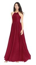 AZAZIE KAILYN Burgundy Womens 14 Halter Chiffon Long Dress Prom Pageant NWT