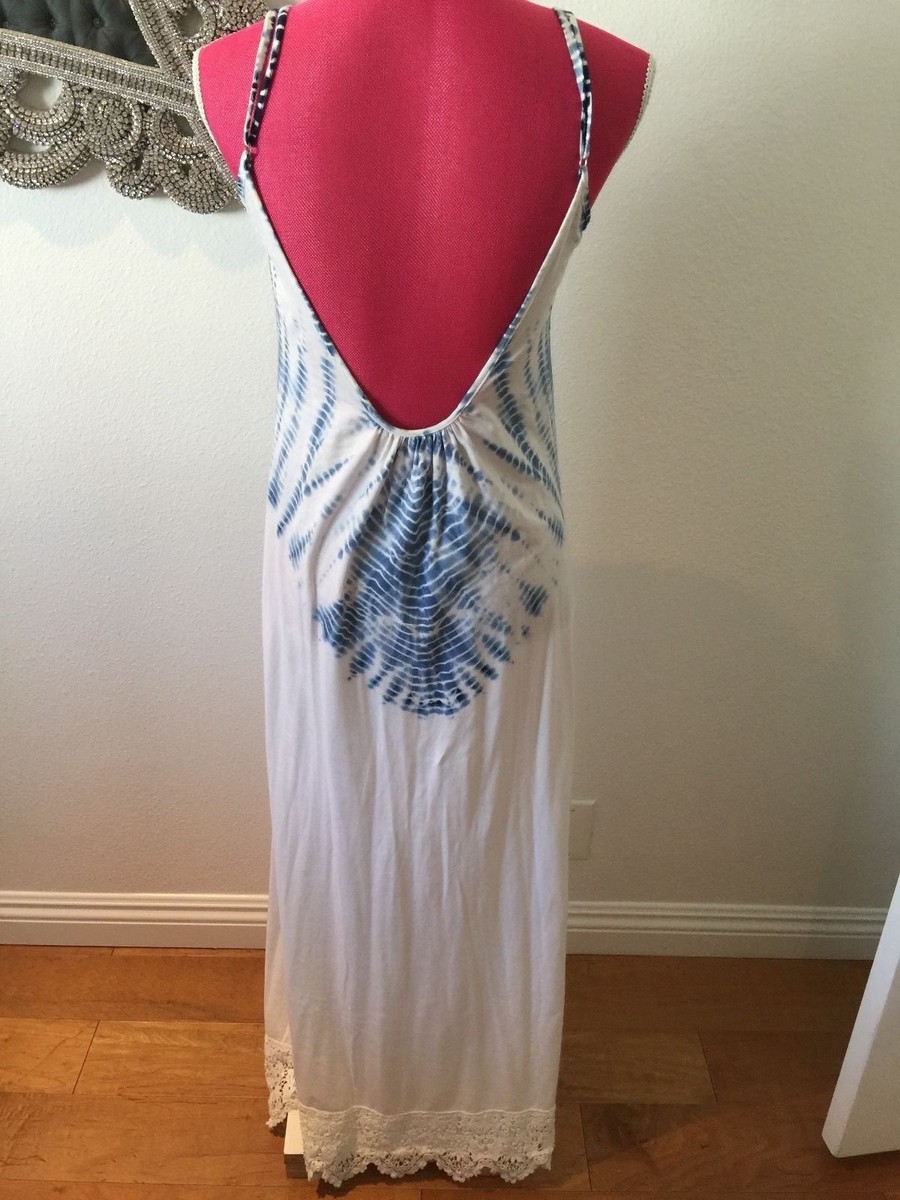 NIGHTCAP WHITE BLUE LACE MAXI LONG DRESS LOW BACK SIZE 2 BEAUTIFUL NIGHTCAP WHITE BLUE LACE MAXI LONG DRESS LOW BACK SIZE 2 BEAUTIFUL