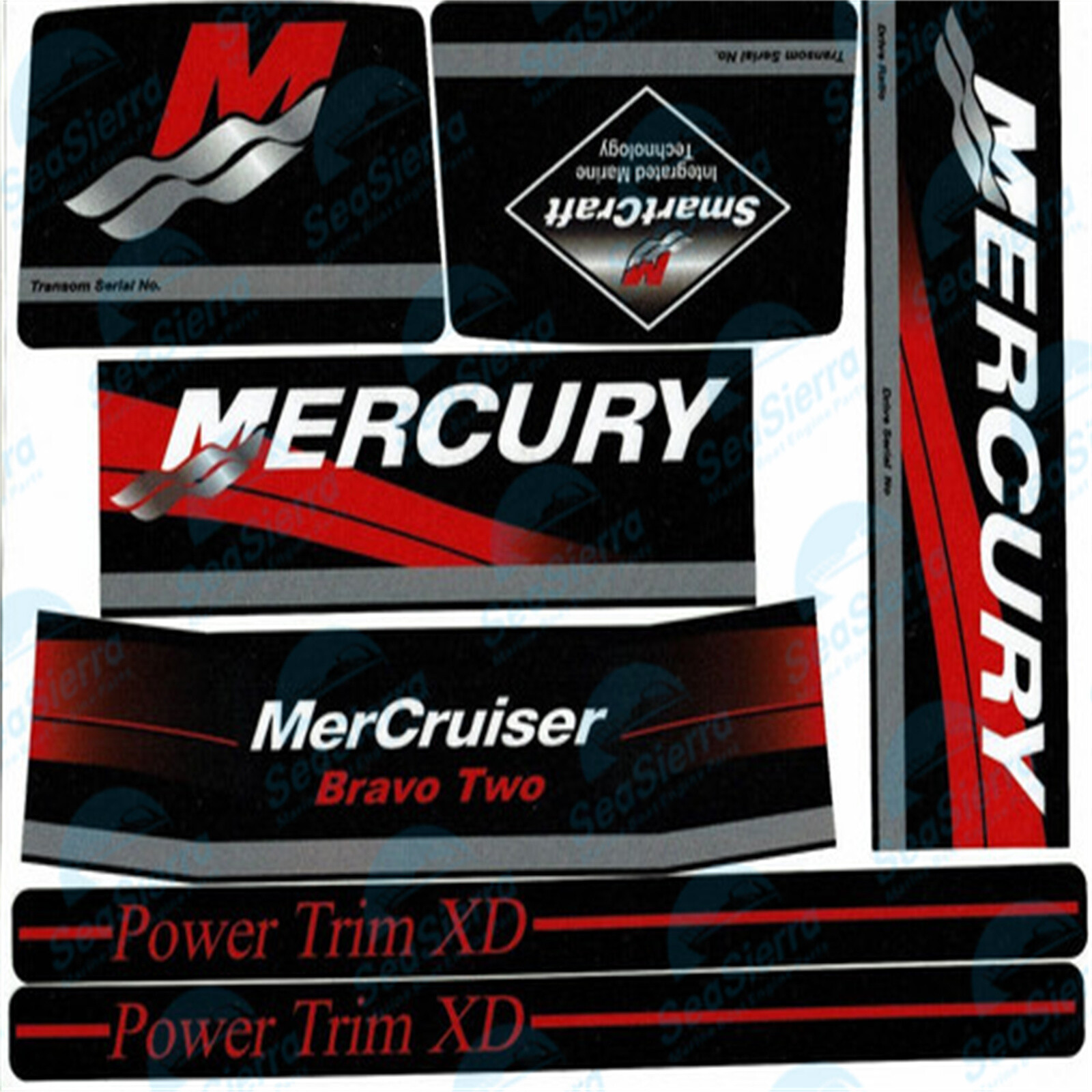 Decal Sticker Set for Mercruiser Stern Out Drive Bravo Two Engine Bravo ...