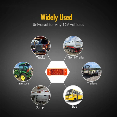 Red/Amber 21-LED Side Marker Clearance Light Rectangle 12V Truck Trailer Camper - Picture 18 of 42