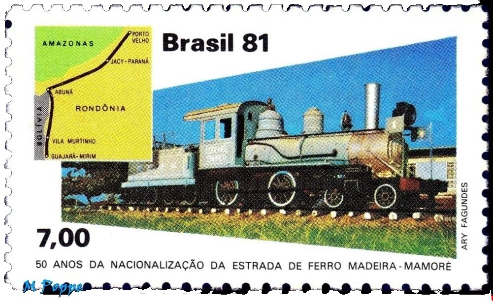 En excelente estado nunca abisagrado/estampillada sin montar o nunca montada Trenes y ferrocarriles sellos de Brasil