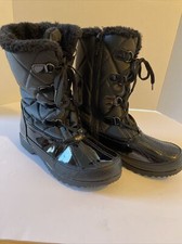 Totes Women's Black Lace Up Side Zip Ankle Rain/snow Boots 8
