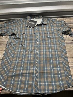 Grundens Fishing Western Snap Shirt Mens L Green Solid Nylon Button Up