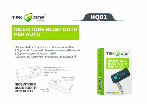 Ricevitore Adattatore Bluetooth Per Auto TeKone Hq01 Vivavoce Aux hsb
