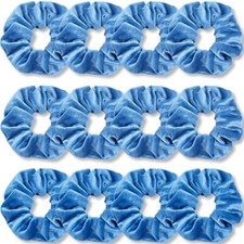 Blue Scrunchies Bulk, Premium Velvet Soft Hair Scrunchy, Solid Colors Azure