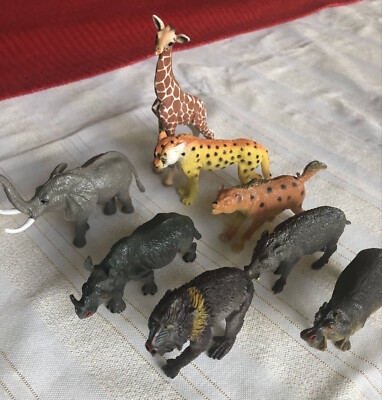 Wildlife Zoo Animals in Solid Plastic, Lot of 8