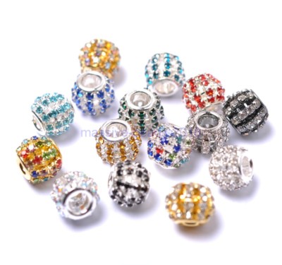 20PCS Big Hole Czech Crystal Rhinestone Pave Rondelle Beads Fit European Charms