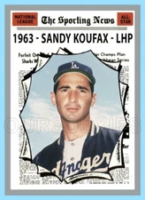 Sandy Koufax Custom Made Art Card Los Angeles Dodgers 70-T-SK-AS