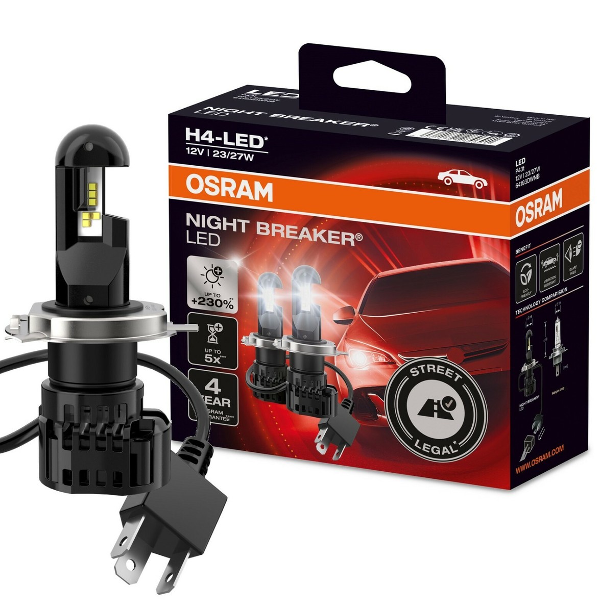 Original OSRAM LED H4 Night Breaker Abblendlicht Fernlicht Set 