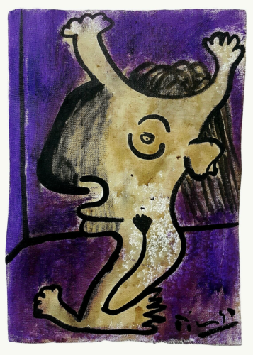 Picasso Pablo Art Hand Signed Devil Canvas Original vintage rare  oil No print
