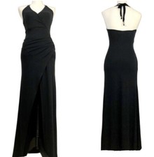NWOT Go Couture Halter Maxi Dress Faux Wrap Black Sz S