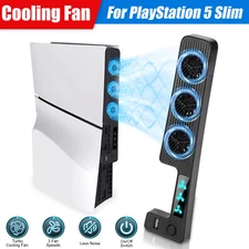 Cooling Fan for PS5 Slim Digital/ Discs 3 Speeds Quiet External Cooler w/ USB