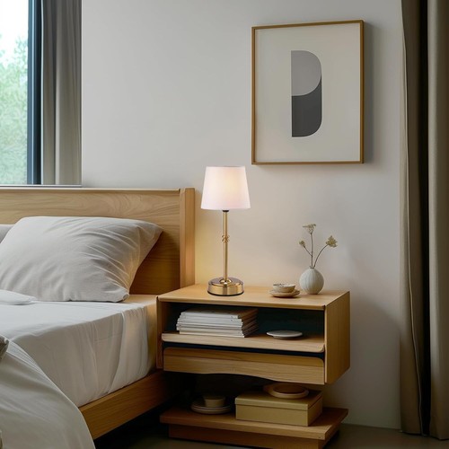 Cordless Table Lamp, 16" Fabric Shade Desk Lamp with 3-Level Brightness, 5200mAh - Picture 3 of 7