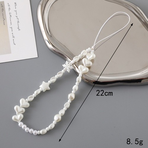 Cute Pearl Bow Cell Phone Chain Clear Keychain Pendant Anti-Lost Phone Chain - Photo 6 sur 12