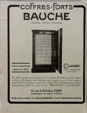 PUBLICITE  ADVERTISING   coffre fort BAUCHE  ANNEE 1926   M361