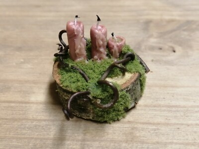 Miniatur Kerzenständer verzaubert rosafarben für Puppen & Feenhaus