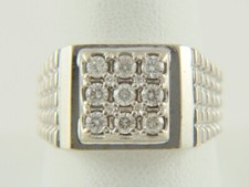 Men's 14K White Gold .58ctw Natural Diamond Ring 11.0 grams Size 11
