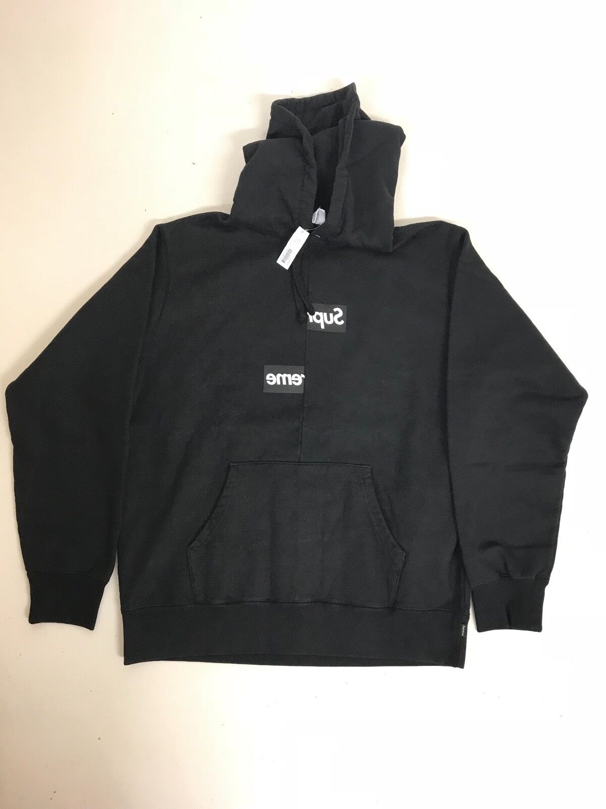 SUPREME X COMME DES GARCONS BOX LOGO BLACK HOODIE DEADSTOCK tnf bogo