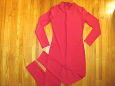Plus Size Shiny Wine Red Long Sleeve T-Neck Foot Less Unitard Size 2XL-16-18 New