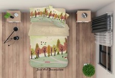 3D Watercolor Forest Grass Car Birds Quilt Cover Set Bedding Sets Pillowcases 64