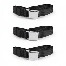 Chevy Impala 1965 - 1970 Airplane 2pt Black Lap Bench Seat Belt Kit - 3 Belts