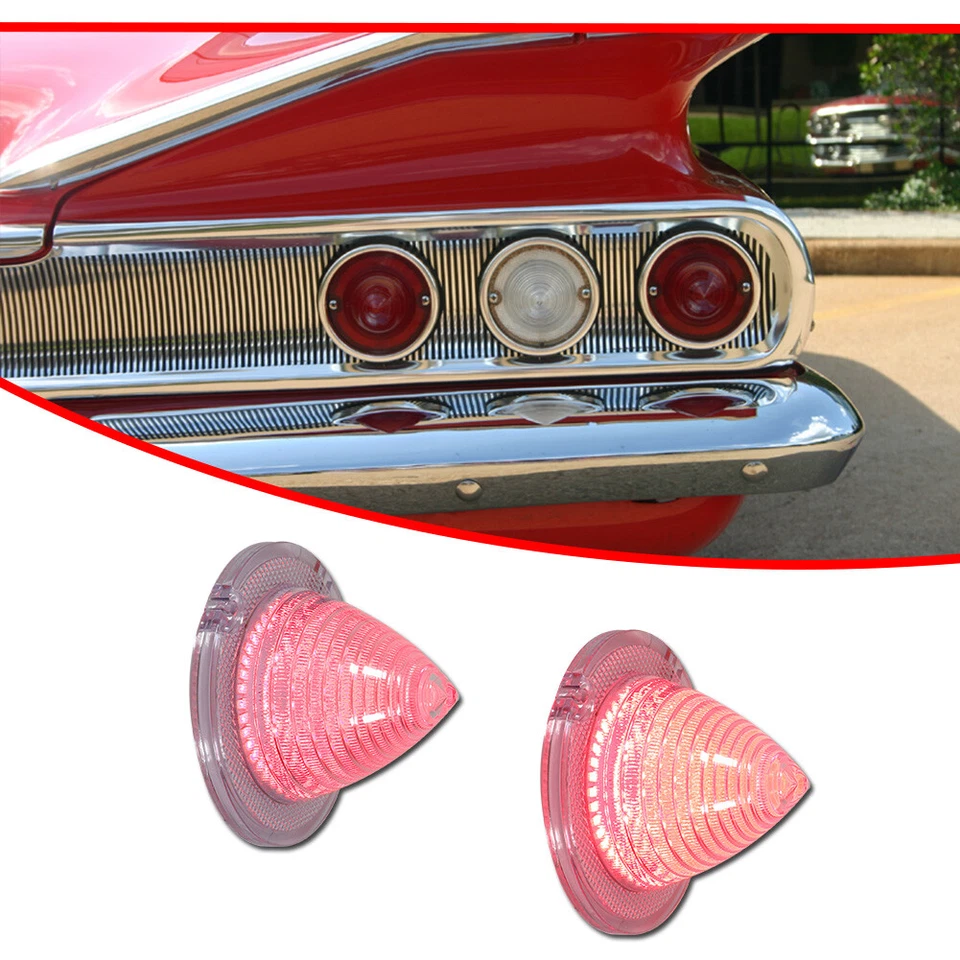 Для 1960 1961 Chevy Impala Bel Air Nomad светодиодный красный задний тормозной фонарь прозрачная линза 2 шт. - Изображение 3 из 4