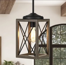Jewenwils Pendant Light Fixture HHPL05E Wooden Grain 48In Farmhouse