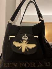 Rare! My Flat In London Queen Bee Black Nylon & Leather Purse