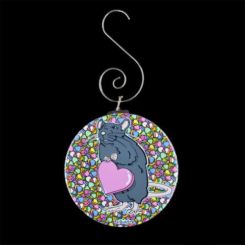 Black Rat Candy Hearts Valentines Day Ornament Holiday Collectible Gift - Picture 5 of 12