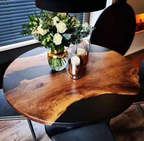 Table à manger résine d'époxy en bois fabrication 100% française