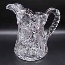7 1/2" Antique ABP American Brilliant Cut Clear Crystal Jug Carafe Pitcher