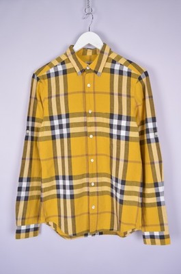 美品✨BURBERRY BRIT ノバチェックシャツ LG Mens Burberry Brit Nova Check Cotton Linen Yellow Shirt Long