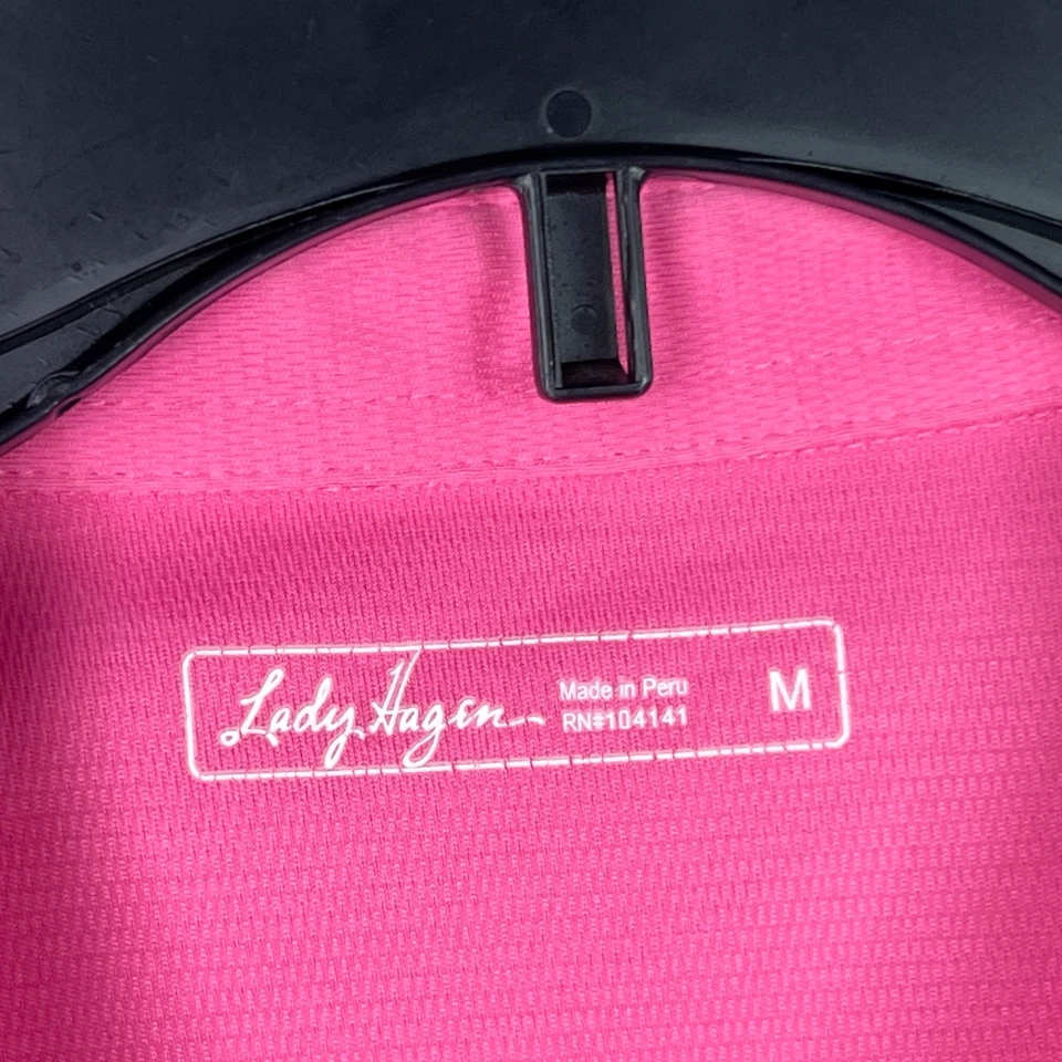 Lady Hagen Top Womens Medium Pink Short Sleeve Polo Shirt Golf Collar Solid - Image 3 of 4