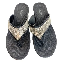 CAPELLI New York Flip Flops * Bling Sandal * Black White * Women Size 9