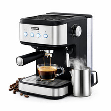 GEEPAS 20 Bar Espresso Cappuccino Coffee Machine Milk Frother 1.5L Tank