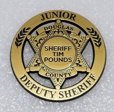 Douglas County Junior Deputy Sheriff Plastic Badge Pin Brooch Sheriff Tim Pounds