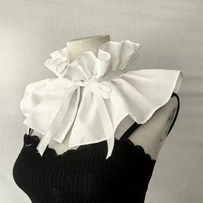 French Court Style Ruffled High Collar Victorian Retro Ruff Lace Up Fake Collar