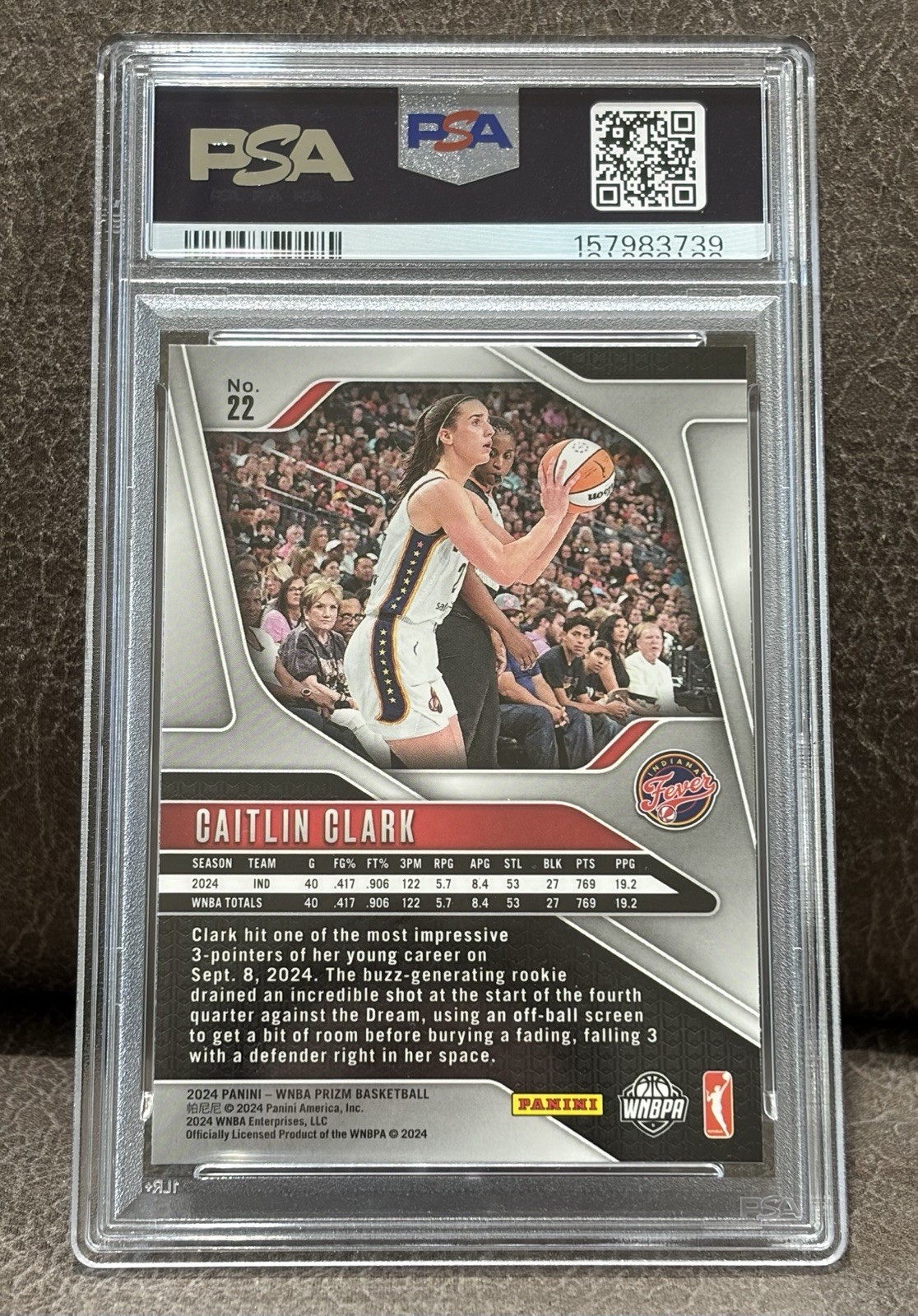 2024 Prizm WNBA Caitlin Clark RC PSA 9 Mint #22 Indiana Fever  view 2