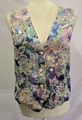 VTG Idea Nuova Floral Tapestry Vest Women s Medium 90s Grannycore Whimsigoth 
