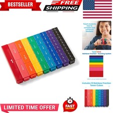 Rainbow Fraction Tower Cubes, Fraction Equivalency, Montessori Math Blocks Ma...