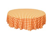 TCcheck72ROrangeK48 Polyester Gingham Checkered Tablecloth Orange 72 Inch