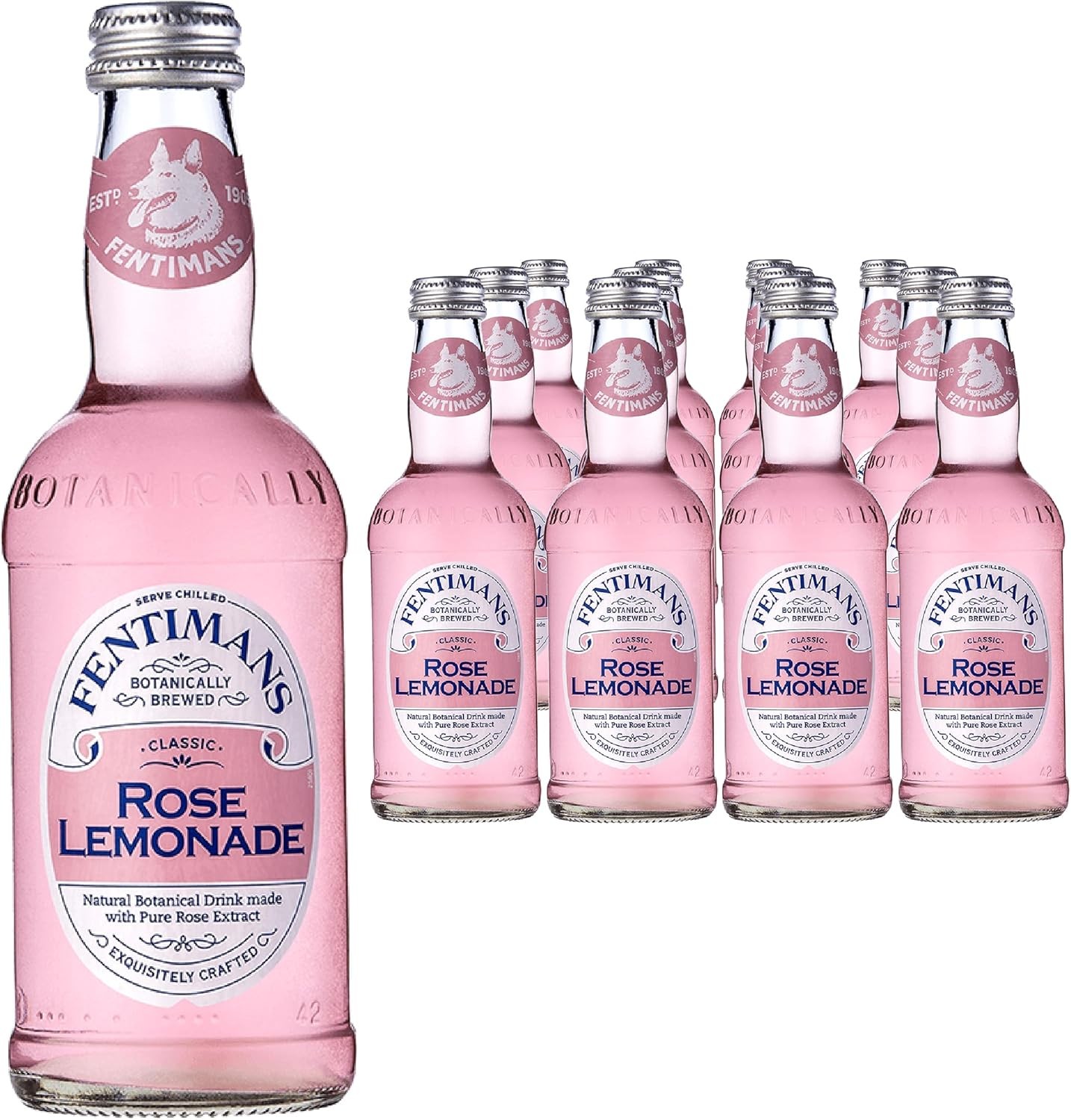 Fentimans Rose Lemonade - Botanically Brewed Lemonade made with Lemon Juice - E