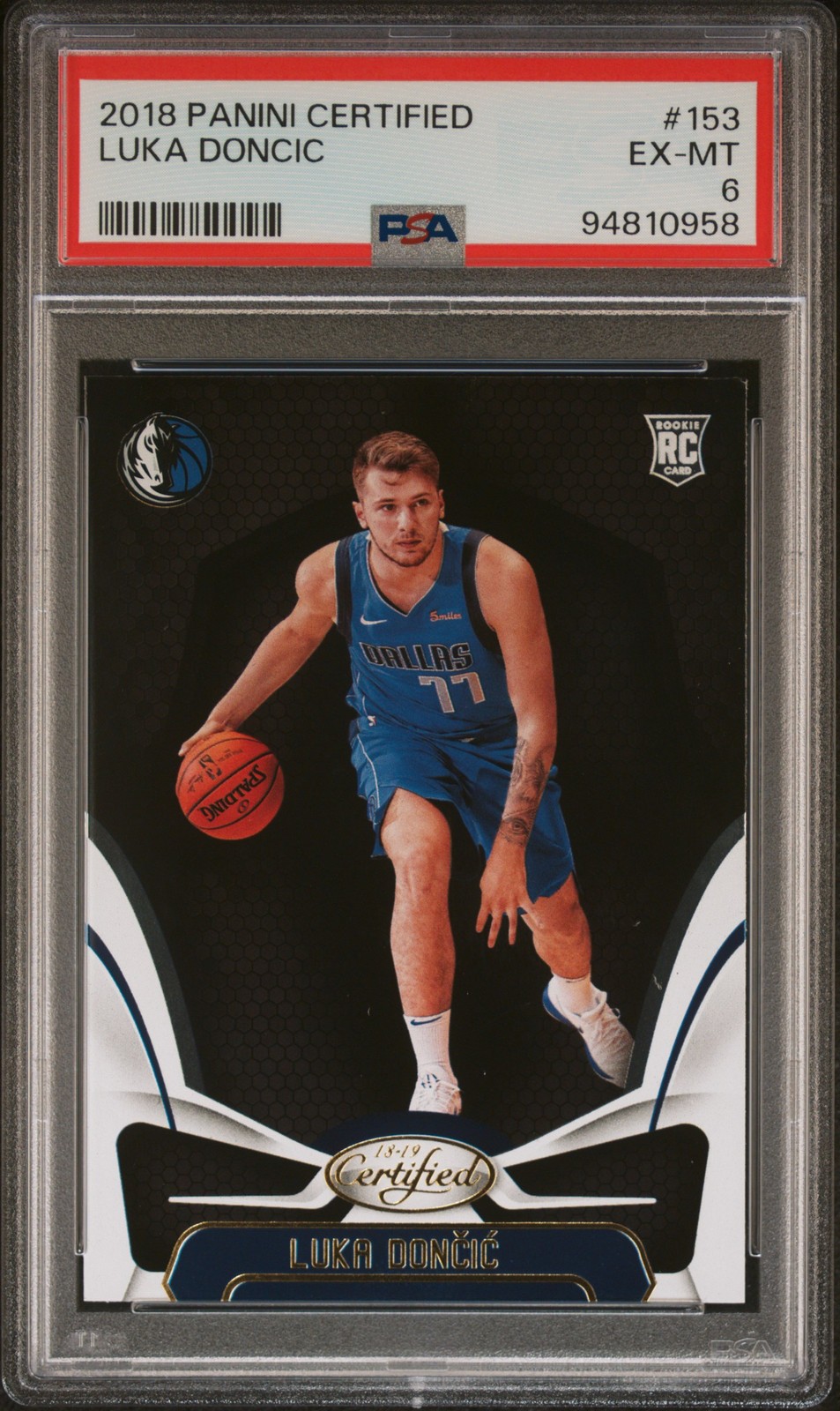 2018 PANINI CERTIFIED #153 LUKA DONCIC ROOKIE RC PSA 6 view 1