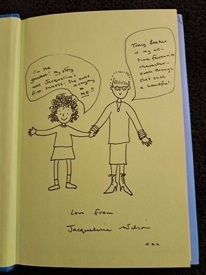 JACQUELINE WILSON Story of Tracy Beaker unique signed drawing H/B collectors