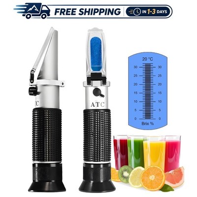 Compact and Lightweight 0-32% Brix Refractometer for Sugar Content Evaluation