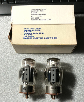 NOS Pair TUNG-SOL 6550 Triple Getter Metal Base - Closely Matched